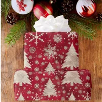 White Christmas Tree Snowflake Wrapping Paper