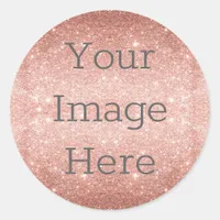 Create Your Own Metallic Rose Gold Glitter Foil Classic Round Sticker