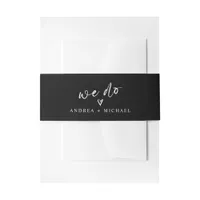 Fun Modern Simple Black and White Wedding Invitation Belly Band