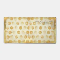 Abstract Vintage Gold Geometric Pattern Name Desk Mat