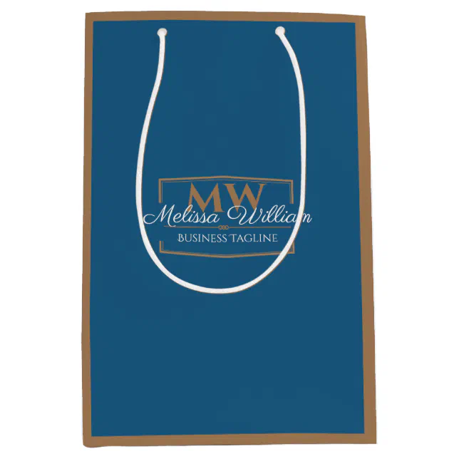 Blue Gold Monogram Medium Gift Bag