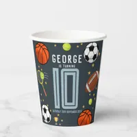 Boys Modern Blue Sports Kids Birthday Paper Cups