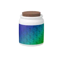 Floral Blue Green Rainbow Gradient Diagonal Blend Candy Jar