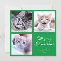 Minimalist Photo Grid Merry Christmas Green Card