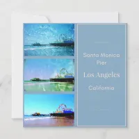 Square Blue Santa Monica Pier Collage Holiday Card