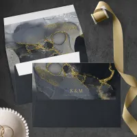 Moody Ink Charcoal Gold Abstract ID988 Envelope