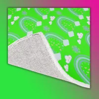 Simple Green Rainbow Boho Outline on Lime Green | Rug