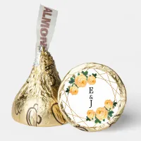 Orange Floral Elegant Gold Glitter Geo Monograms Hershey®'s Kisses®