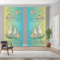 Sailboat on gradient background | sheer curtains