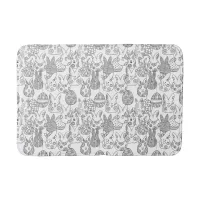 Black and White Easter Bunnies and Eggs Bath Mat