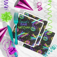 Neon Glow Stick Bar Mitzvah ID991 Paper Dinner Napkins