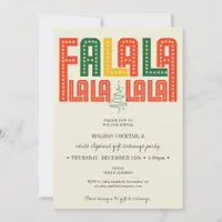 Fa La La Red Holiday Cocktail White Elephant Party Invitation