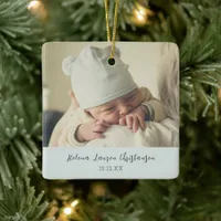 Simple & Elegant Baby's First Birthday Christmas  Ceramic Ornament