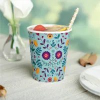 Pretty Folk Art Flowers Pattern Paper Cups