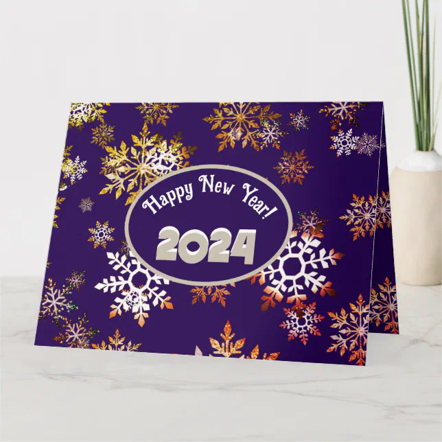 Modern happy new year, colorful snowflakes crystal card