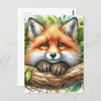 Cute Watercolor Red Fox Postcard