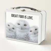 Dreamy Wisdom of Snowy Owls Family Metal Lunch Box