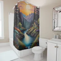 Woodland Haven: A Tranquil Retreat in the woods Shower Curtain