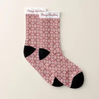 Red And White Geometric Christmas Socks