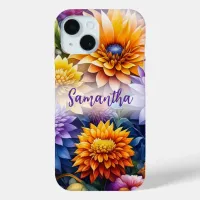 Pretty Colorful Ai Art Flowers Personalized iPhone 15 Case