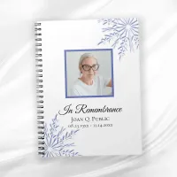 Blue Winter Snowflakes Celebration of Life Funeral Notebook