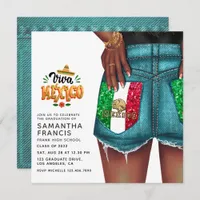 Mexican Denim Girl Graduation Party Invitation