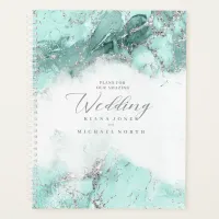 Marble Glitter Wedding Teal Silver ID644 Planner