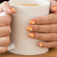 Pink, Yellow, White Marble Pour Painting Effect Minx Nail Art