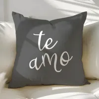 Chic Dark Gray and White Spanish I Love You Te Amo Throw Pillow