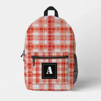 ... Red White Monogram Printed Backpack