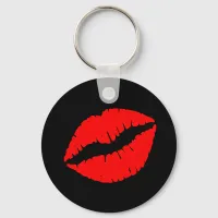 Black and Girly Red Lips Keychain