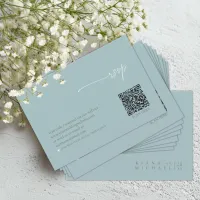 Simply Chic Wedding QR Code Dusty Teal ID1046 RSVP Card