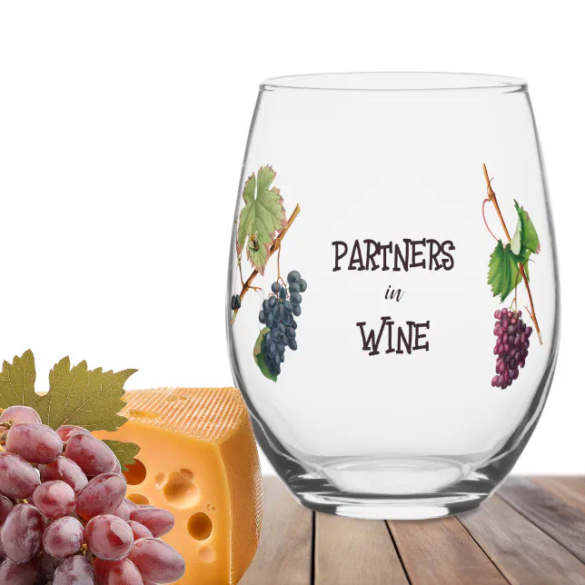Partners in Wine Funny Stemless Wine Stemless Wine Glass