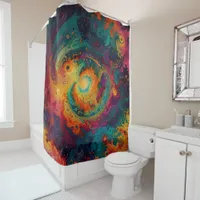 Vibrant Spiral Mandala with Rainbow Hues Shower Curtain