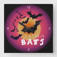 Freakin' Bats Halloween ID223 Square Wall Clock