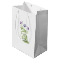Lavender Watercolor Violets in a Mason Jar Medium Gift Bag