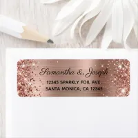 Glittery Rose Gold Foil Wedding Label