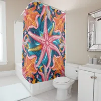 Multi-coloured Star Fish Design  Shower Curtain