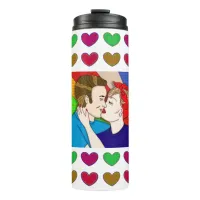 Retro 1950's Style Pop Art Couple Kissing Brunette Thermal Tumbler