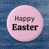 Happy Easter Greeting Words Simple Light Pink Button