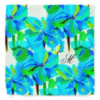 Sublime Himalayan Poppy Aqua Green Floral Pattern Bandana