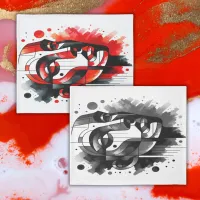 Abstract Face Red, Black and White |  Duvet Cover