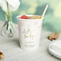 Hello Sunshine Boho Modern Happy Baby Girl Shower Paper Cups