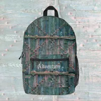 Rustic wooden gate and iron in blue, personalized  printed backpack