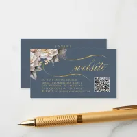 Floral Drama Wedding QR Code Blue ID1022 Enclosure Card