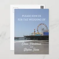 Simple Santa Monica Pier Ferris Wheel Invitation Postcard