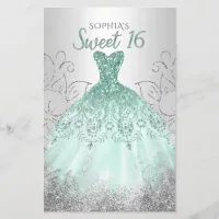 Budget Aqua Dress Sweet 16 Invitation
