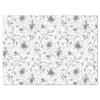 Sketched Floral Outline Pattern Gray/Wht ID939 Tissue Paper