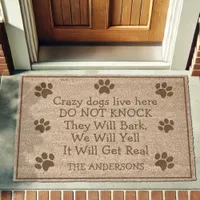 Crazy Dogs Live Here Funny Pet Doormat