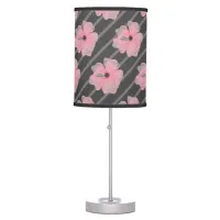 Pink Flowers And Stripes Table Lamp